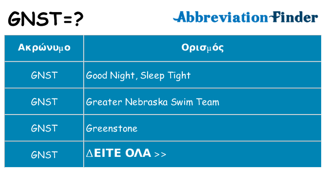 Τι σημαίνει gnst ηρεμήσει