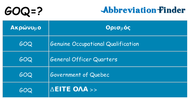 Τι σημαίνει goq ηρεμήσει