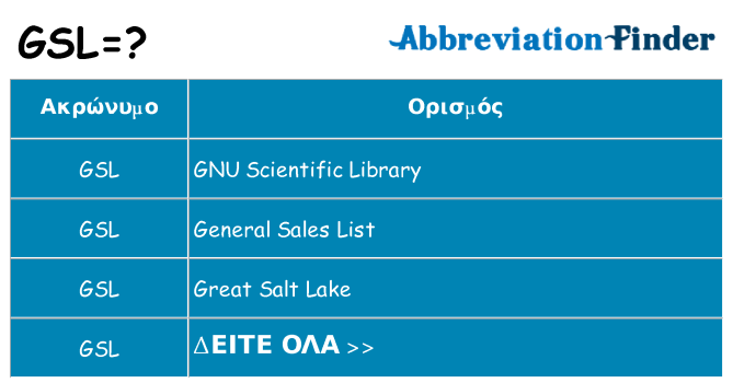 Τι σημαίνει gsl ηρεμήσει