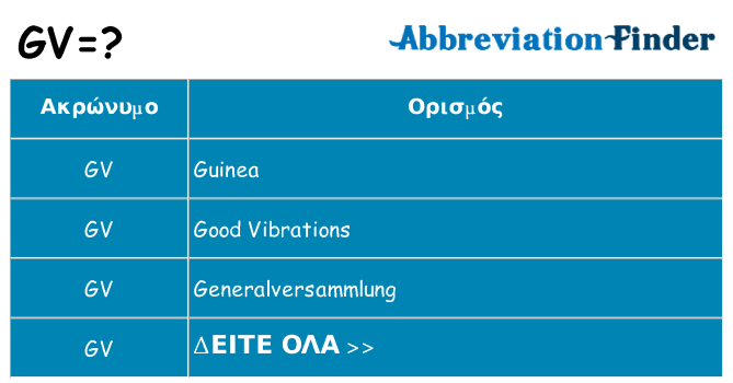 Τι σημαίνει gv ηρεμήσει