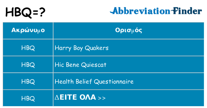Τι σημαίνει hbq ηρεμήσει