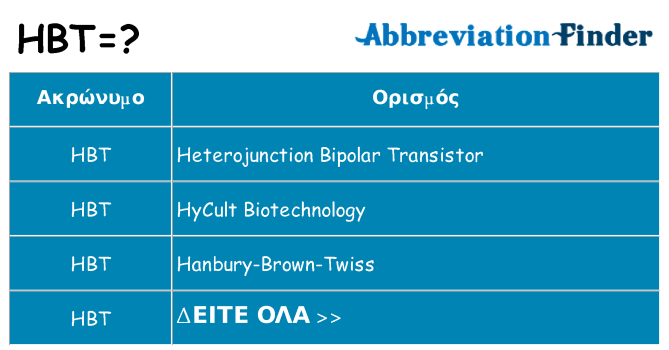 Τι σημαίνει hbt ηρεμήσει