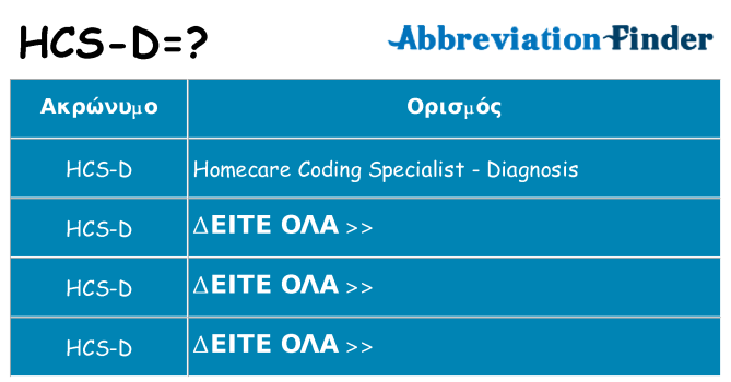 Τι σημαίνει hcs-d ηρεμήσει