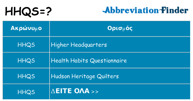 Τι σημαίνει hhqs ηρεμήσει