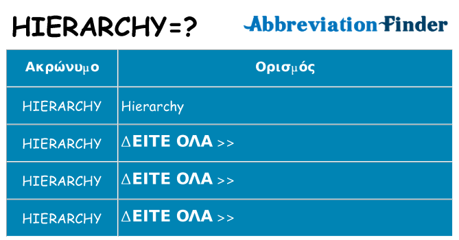 Τι σημαίνει hierarchy ηρεμήσει