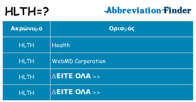Τι σημαίνει hlth ηρεμήσει