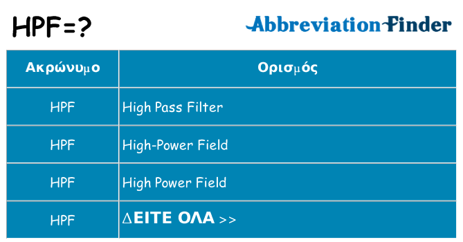 Τι σημαίνει hpf ηρεμήσει