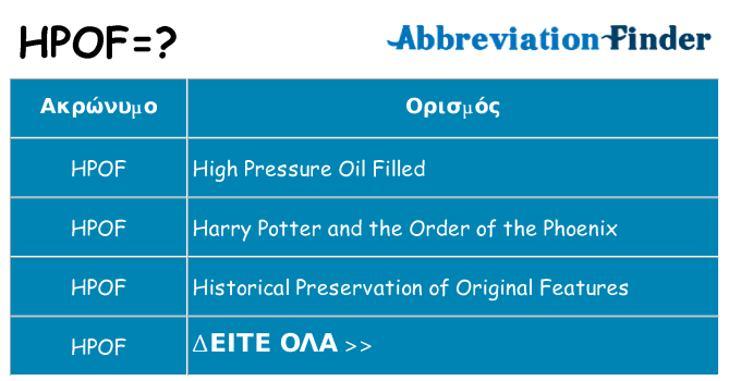 Τι σημαίνει hpof ηρεμήσει
