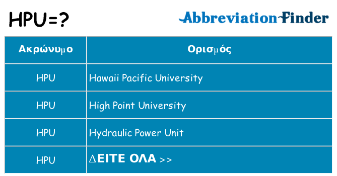 Τι σημαίνει hpu ηρεμήσει