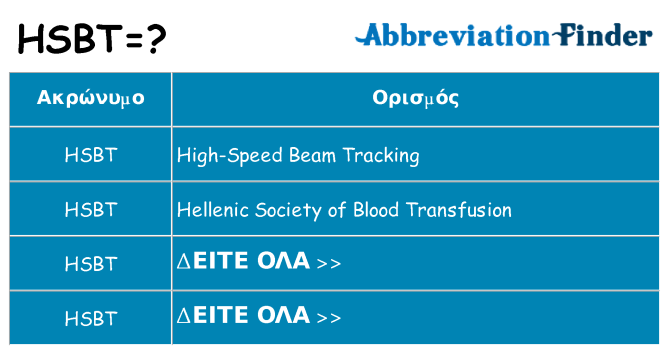 Τι σημαίνει hsbt ηρεμήσει