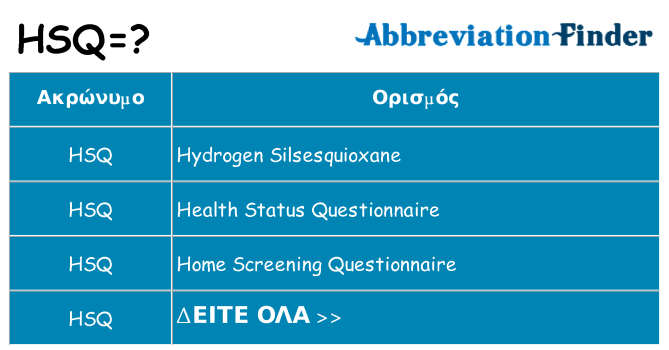 Τι σημαίνει hsq ηρεμήσει