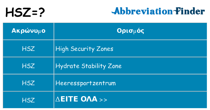 Τι σημαίνει hsz ηρεμήσει