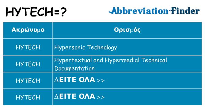 Τι σημαίνει hytech ηρεμήσει