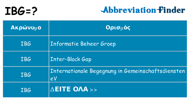 Τι σημαίνει ibg ηρεμήσει