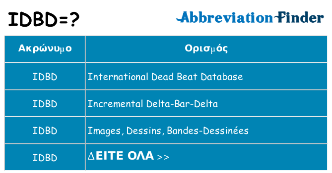 Τι σημαίνει idbd ηρεμήσει