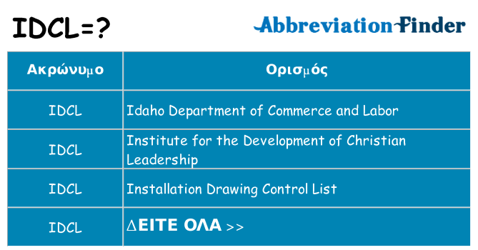 Τι σημαίνει idcl ηρεμήσει