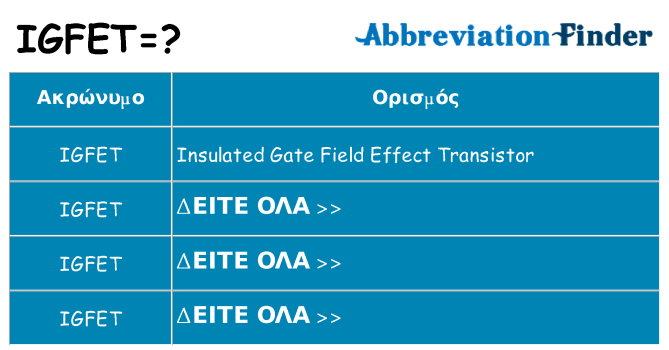 Τι σημαίνει igfet ηρεμήσει