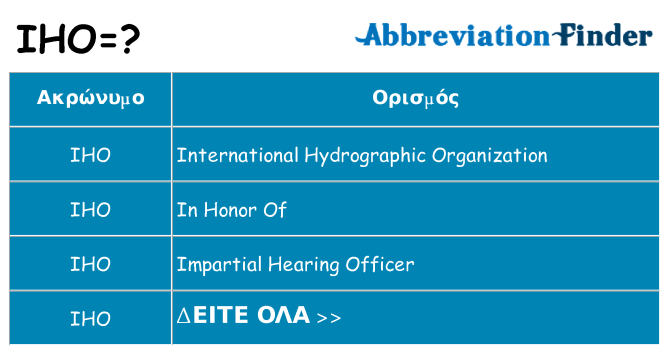 Τι σημαίνει iho ηρεμήσει
