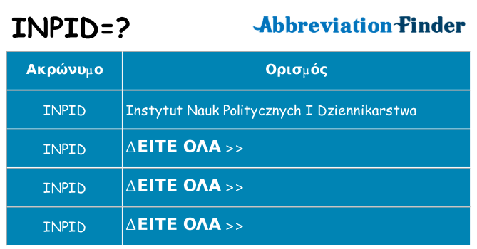 Τι σημαίνει inpid ηρεμήσει