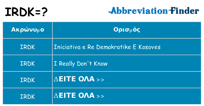 Τι σημαίνει irdk ηρεμήσει