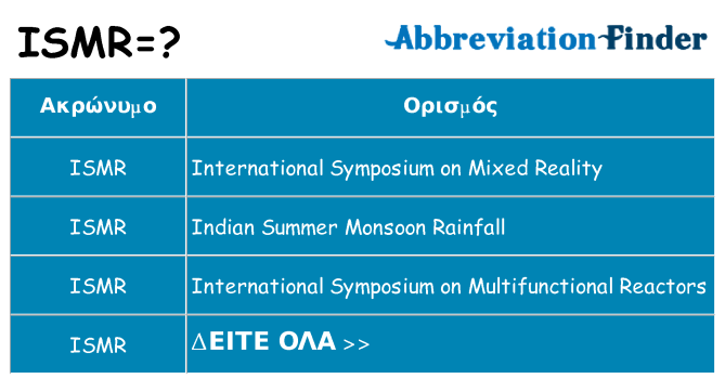 Τι σημαίνει ismr ηρεμήσει