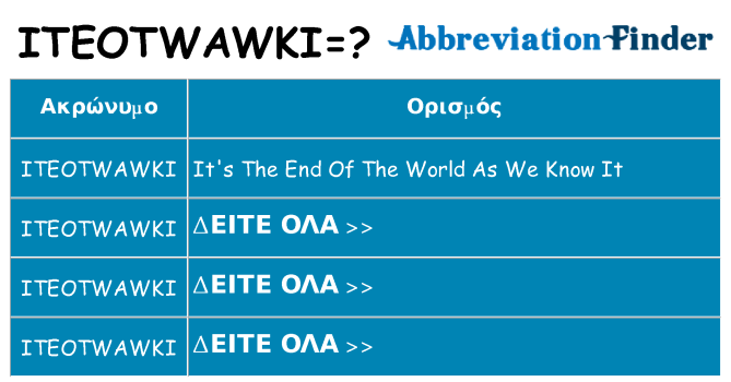 Τι σημαίνει iteotwawki ηρεμήσει