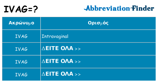Τι σημαίνει ivag ηρεμήσει