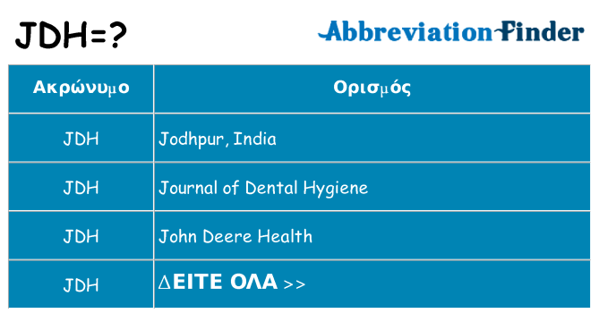 Τι σημαίνει jdh ηρεμήσει