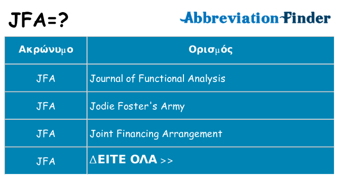Τι σημαίνει jfa ηρεμήσει