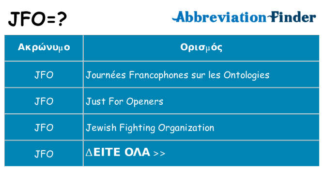 Τι σημαίνει jfo ηρεμήσει