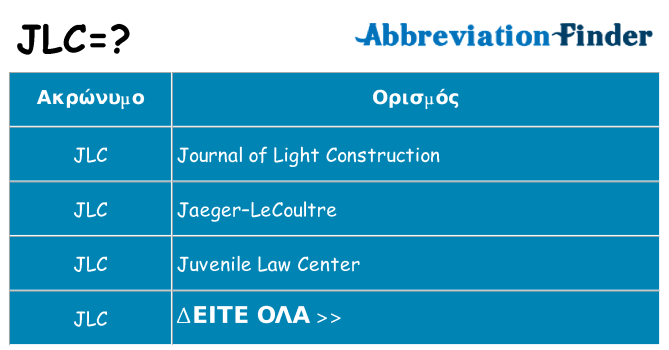 Τι σημαίνει jlc ηρεμήσει