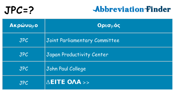 Τι σημαίνει jpc ηρεμήσει