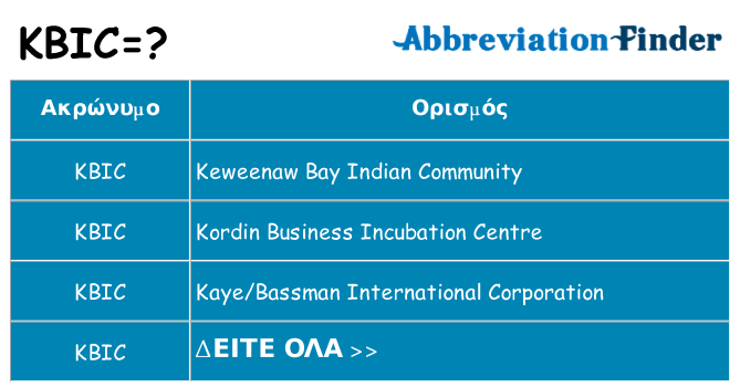 Τι σημαίνει kbic ηρεμήσει