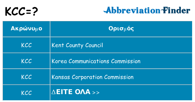 Τι σημαίνει kcc ηρεμήσει