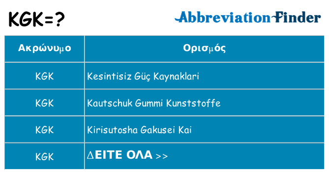 Τι σημαίνει kgk ηρεμήσει