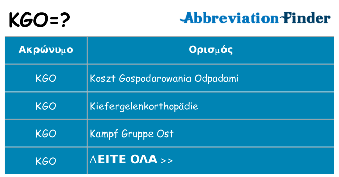 Τι σημαίνει kgo ηρεμήσει