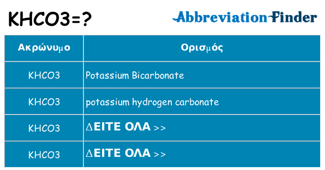 Τι σημαίνει khco3 ηρεμήσει