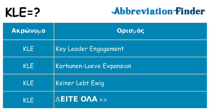 Τι σημαίνει kle ηρεμήσει