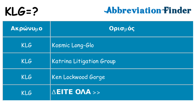 Τι σημαίνει klg ηρεμήσει