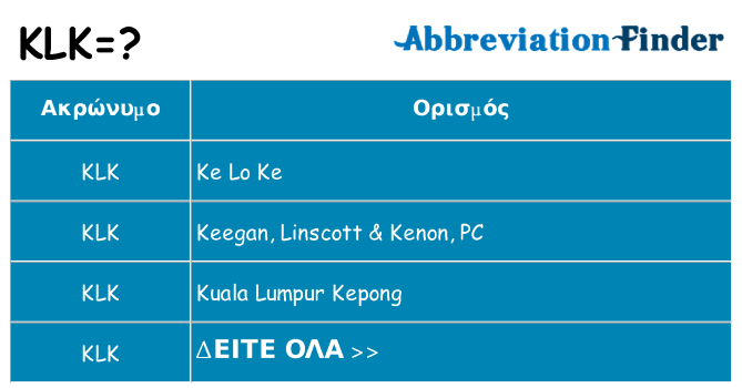 Τι σημαίνει klk ηρεμήσει