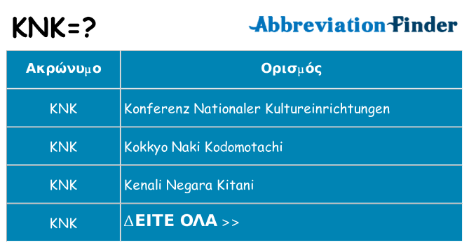 Τι σημαίνει knk ηρεμήσει