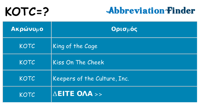 Τι σημαίνει kotc ηρεμήσει