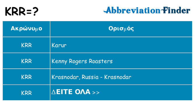 Τι σημαίνει krr ηρεμήσει
