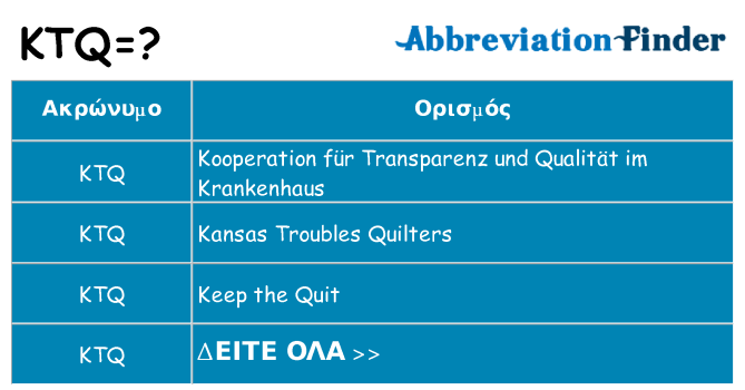 Τι σημαίνει ktq ηρεμήσει