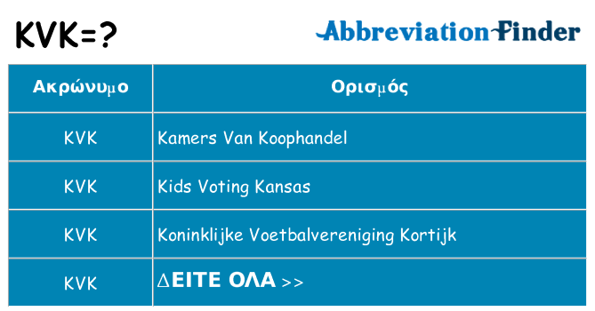 Τι σημαίνει kvk ηρεμήσει