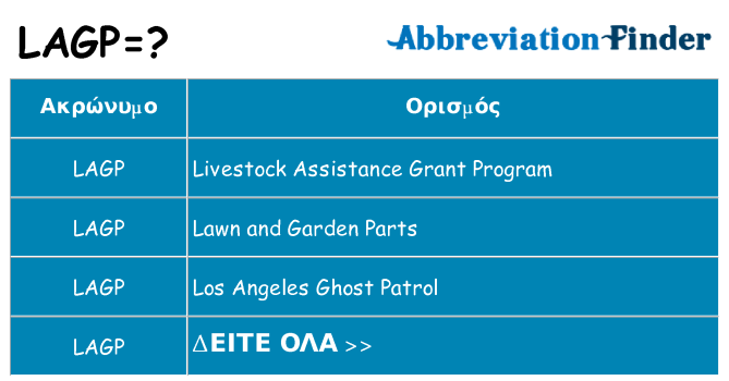 Τι σημαίνει lagp ηρεμήσει