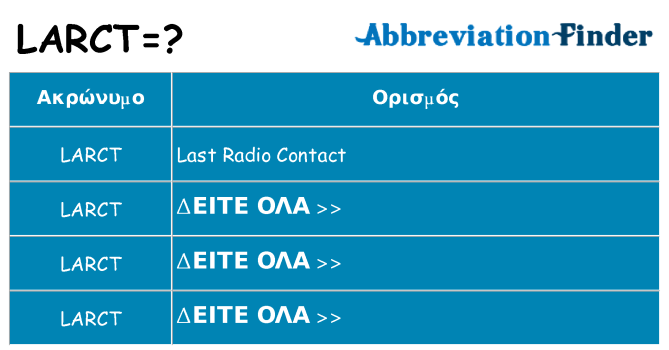Τι σημαίνει larct ηρεμήσει