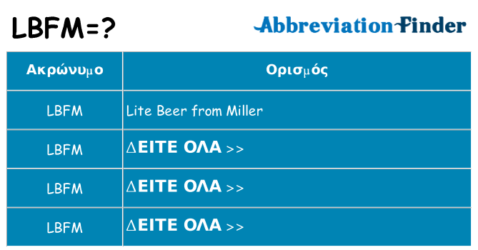 Τι σημαίνει lbfm ηρεμήσει
