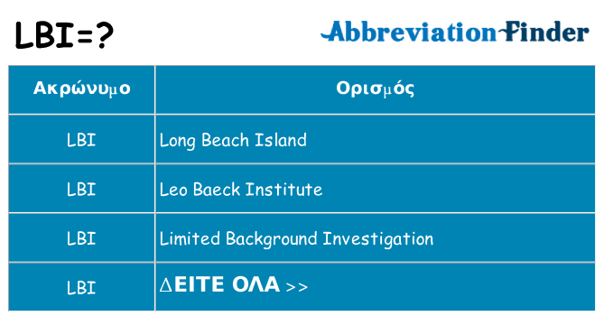 Τι σημαίνει lbi ηρεμήσει