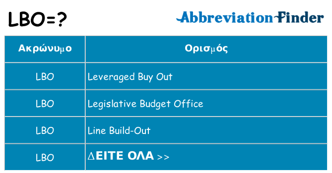 Τι σημαίνει lbo ηρεμήσει